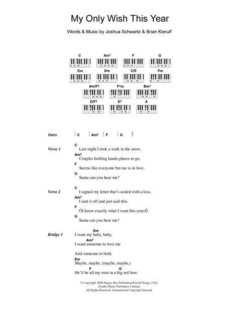 My Only Wish This Year by Britney Spears Sheet Music for Piano Chords/Lyrics at Sheet Music Direct