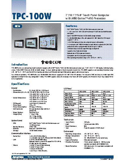 View more datasheet - 7 Touch Panel Computer with ARM Cortex#8482;-A53