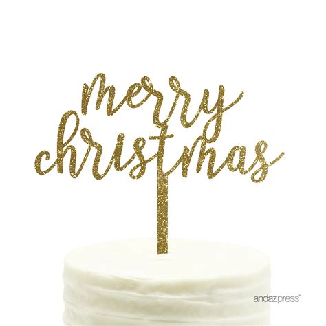 Gold Glitter Merry Christmas Acrylic Cake Topper - Walmart.com