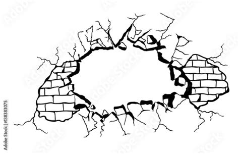 handmade hole in brickwall vector design Stock Vector | Adobe Stock