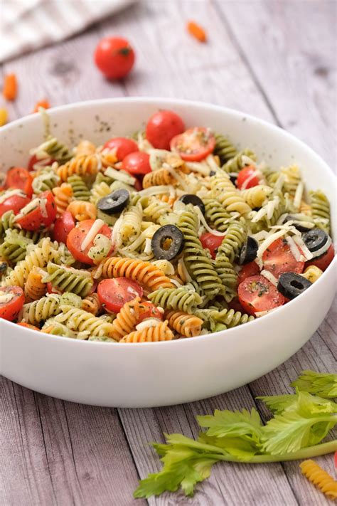 Tri Color Italian Pasta Salad - Easy Recipe with Italian Dressing and Rotini