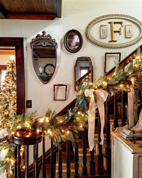 Follow The Yellow Brick Home - Vintage French Christmas Decor Ideas For A Smalll Staircase Landing