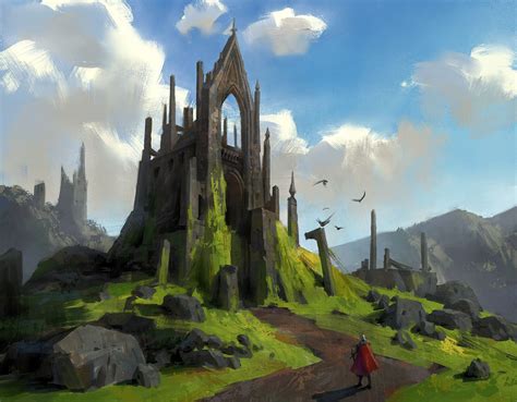 ArtStation - Ruined Castle, Lee b | Fantasy landscape, Fantasy concept art, Fantasy castle