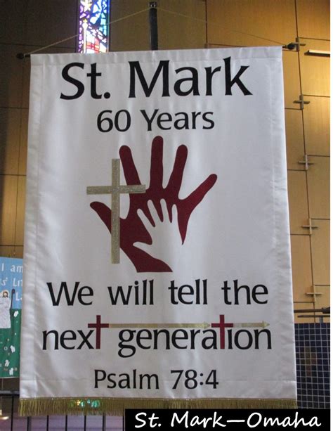 Church anniversary banner - rhinestone trim was used along the bottom and on the cross in honor ...