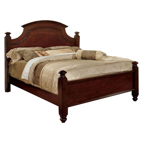Transitional Queen Size Bed with Scalloped Headboard, Cherry Brown - Walmart.com - Walmart.com