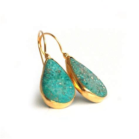Turquoise Drop Silver Earrings With Big Stones Made With - Etsy | Silver earrings, Turquoise ...
