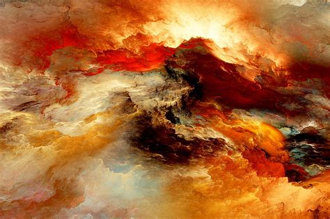 HD wallpaper: red, beige, and brown abstract painting, clouds ...