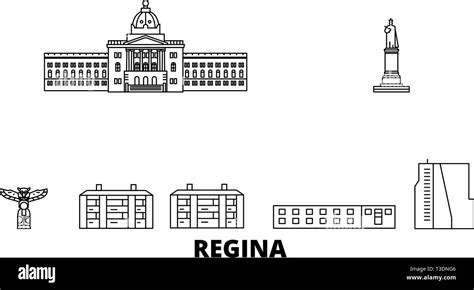 Canada, Regina line travel skyline set. Canada, Regina outline city ...