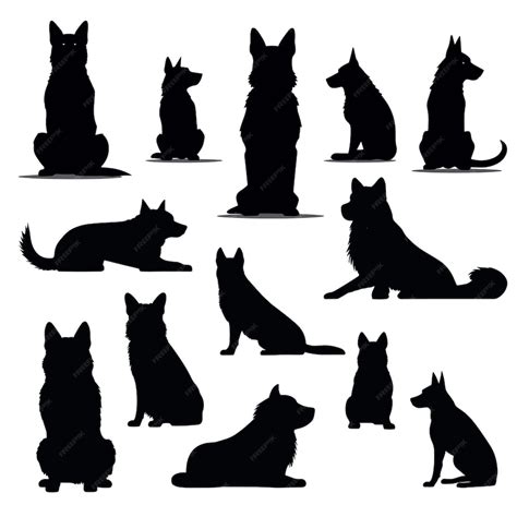 Premium Vector | Dog silhouette sitting tattoo and cute dogs