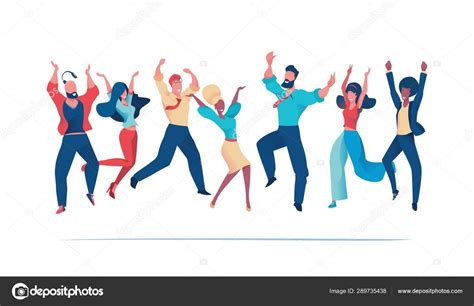 Office fun. Happy office workers jumping up — Stock Vector © Apoev #289735438