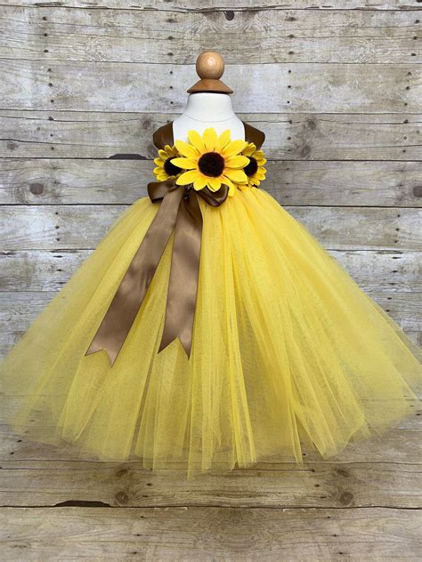 Sunflower yellow tutu dress & headband Baby toddler 12 - 24 mos. Ready to ship. Flower girl ...