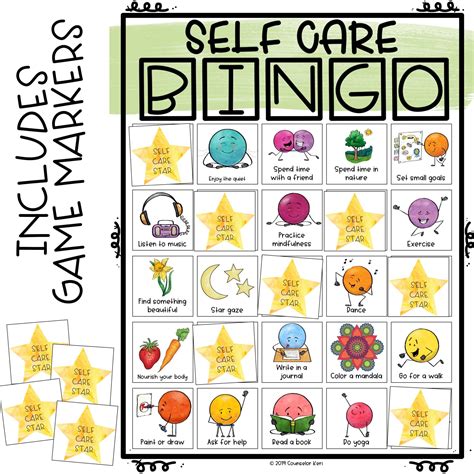 Self Care Game: Bingo Counseling Game to Practice Self Care Activities ...