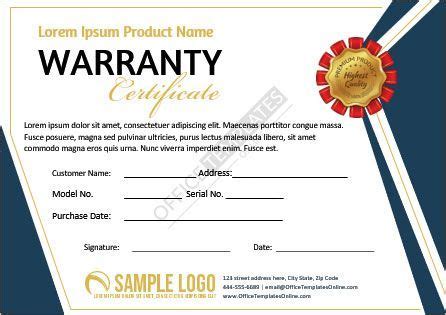 Sample Warranty Certificate Template that can be used for any kind of Product | Certificate ...