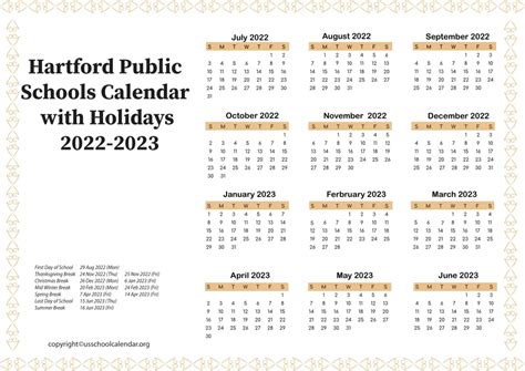 [HPS] Hartford Public Schools Calendar with Holidays 2022-2023