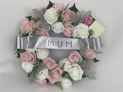 14" Artificial Round Wreath with Ribbons / Artificial Funeral Flowers