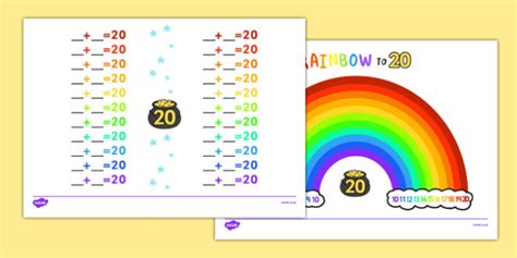 Rainbow Themed Number Facts to 20 Worksheet (teacher made)