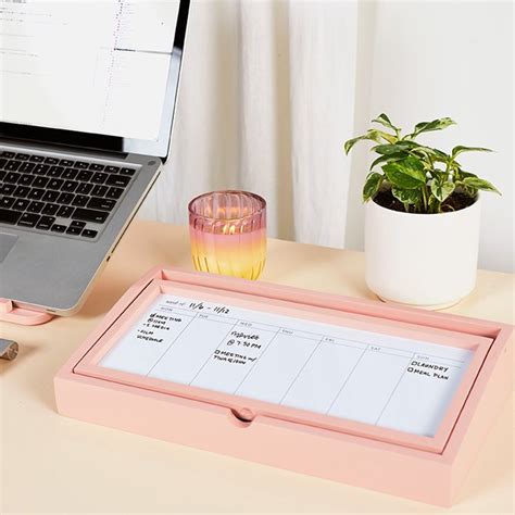 Blush Weekly Desktop Whiteboard with Storage | Erin Condren