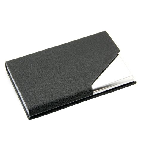 Business Name Card Holder Luxury PU Leather & Stainless Steel Multi Card Case Holder card ID ...