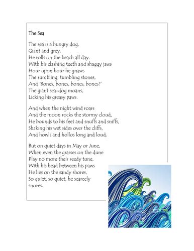 THE SEA BY JAMES REEVES - METAPHOR AND PERSONIFICATION POEM - KS3 ...