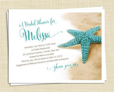 20 Bridal Shower Invitations - Starfish On Beach - Island Tropical ...