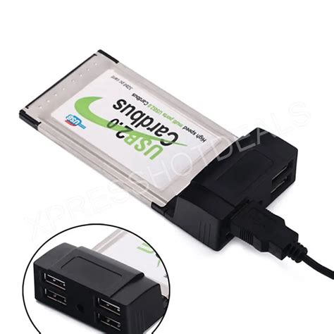 32bit 4 Port USB 2.0 USB2.0 Expansion HUB to PCMCIA PC CardBus Adapter-in Add On Cards from ...