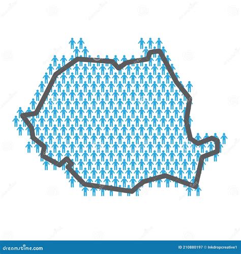 Romania Population Map. Country Outline Made from People Figures Stock Vector - Illustration of ...