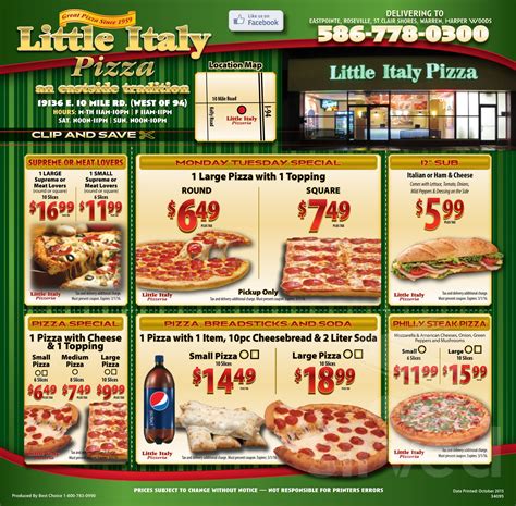 Little Italy Pizza menu in Eastpointe, Michigan, USA