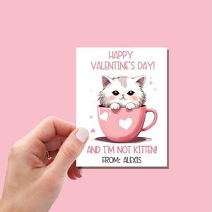 Printable Cat Valentine Cards, Kitten Classroom Valentine's Day Cards for Girls - Etsy