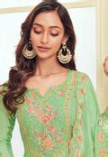 Buy Green Floral Embroidered Pakistani Pant Suit In USA, UK, Canada, Australia, Newzeland online