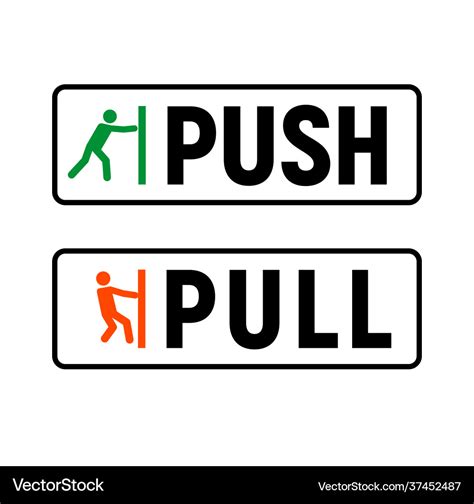 Push pull door sign and pull icon Royalty Free Vector Image