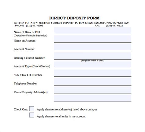 FREE 8+ Sample Direct Deposit Forms in PDF | MS Word