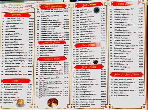 Menu at Golden Phoenix Chinese Restaurant Takeaway, Ireland