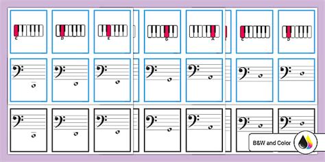 Bass Clef Piano Musical Notes Flash Cards (teacher made)