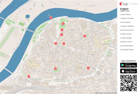 Avignon Printable Tourist Map | Sygic Travel