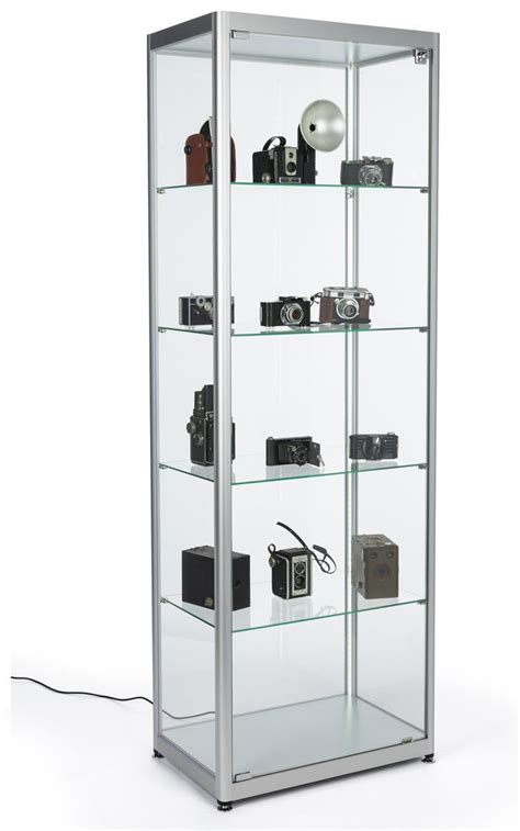 Displays2go Locking Glass Display Case, Illuminated – Silver (DCKDMT24S) - Walmart.com - Walmart.com