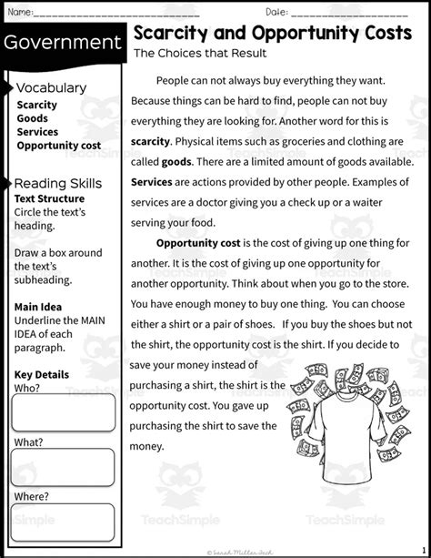 2nd Grade Reading Packet: Scarcity and Opportunity Costs by Teach Simple