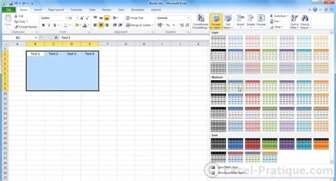 Excel Course: Tables (colors, styles)