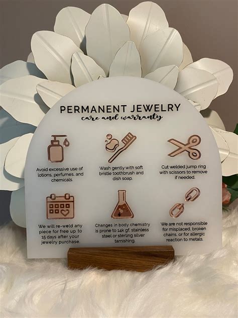 Permanent Jewelry Care & Warranty Sign Table Top Display - Etsy