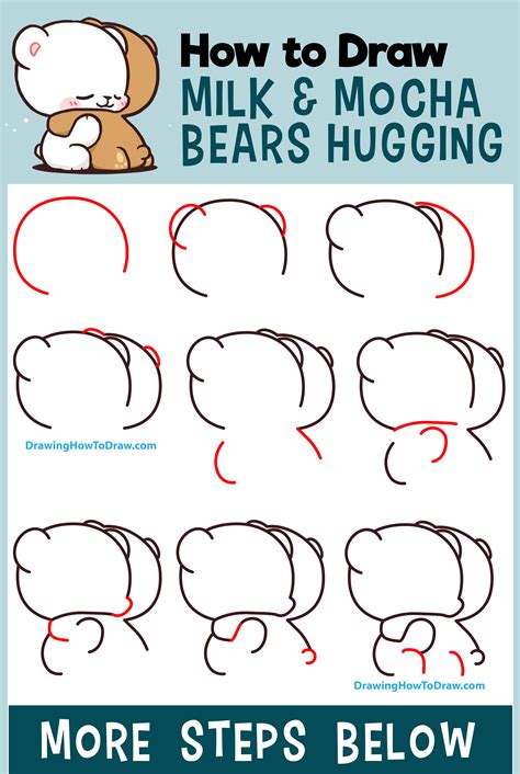 How to Draw The 2 Kawaii / Chibi Bears Hugging from Milk and Mocha – Easy Step by Step Drawing ...