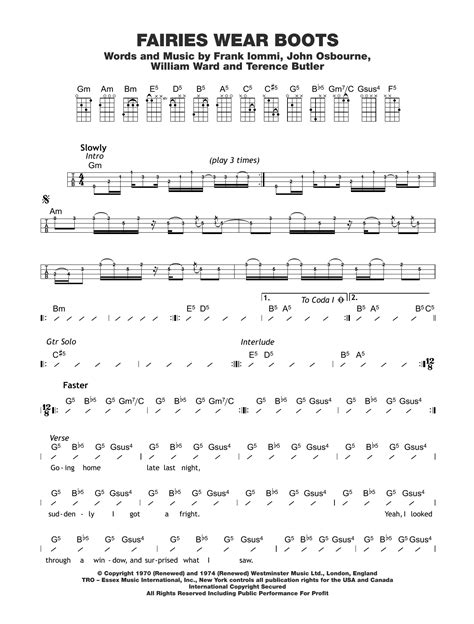 Black Sabbath "Fairies Wear Boots" Sheet Music & Chords | Download 3 ...