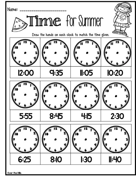 Grade 2 Math Clock Worksheets