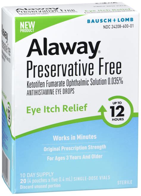 Alaway Preservative Free Eye Itch Relief Drops 20ct