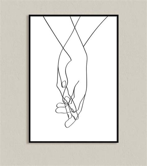 Couple Holding Hands Line Art - Download Free Mock-up