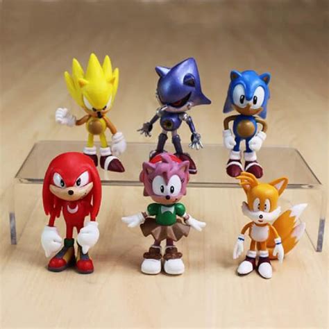 6Pcs/Set Sonic Pvc Action Figure Model Toy Cartoon Sonic Hedgehog Display Brinquedos Collection ...