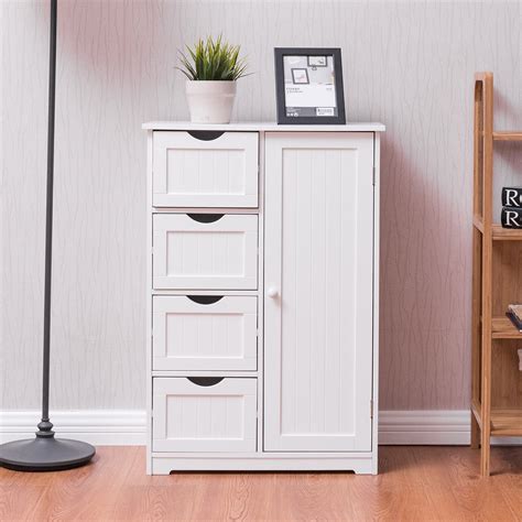 Costway: Costway Wooden 4 Drawer Bathroom Cabinet Storage Cupboard 2 ...