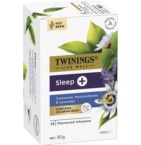 Twinings Live Well Sleep + , Camomile, Passionflower & Lavender, Contains Valerian Root, 20 Tea ...