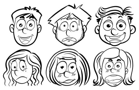 Seis caras con diferentes emociones. 369576 Vector en Vecteezy