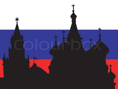 Silhouette of Moscow on Russia flag background | Stock Vector | Colourbox