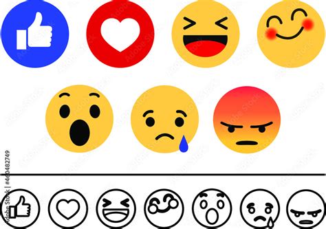 Facebook Emoji List — Emojis and Reacts for Facebook [Updated: 2021] Emoji List Stock 벡터 | Adobe ...