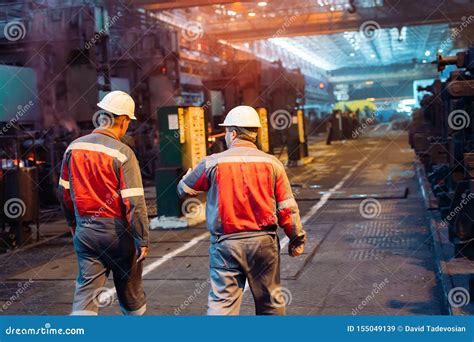 Workers in the Steel Mill. Metallurgical Industry. Stock Image - Image of dangerous, burning ...